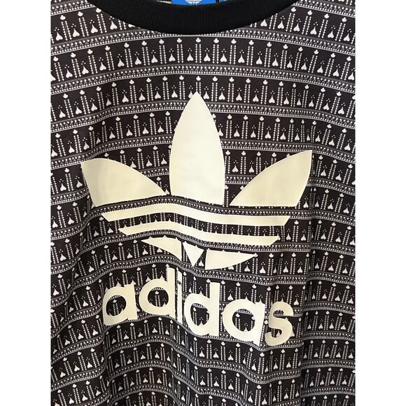 Adidas Originals Pavao Crop Black White Allover Print Sweatshirt Women's Size S - Picture 3 of 9
